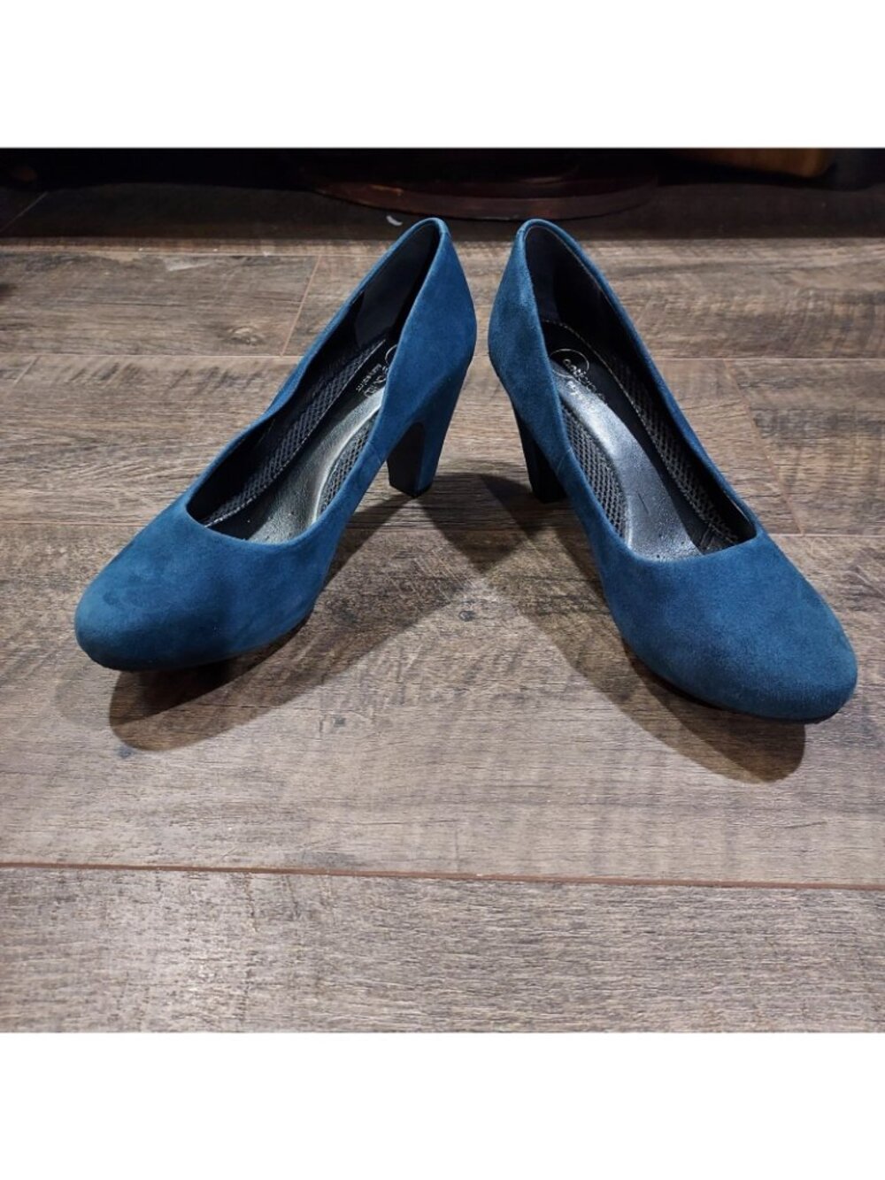 Shoes Easy Spirit Blue Suede 3 Inch High Heel Pumps Anti Gravity USA Size 7.5 - Picture 8 of 13